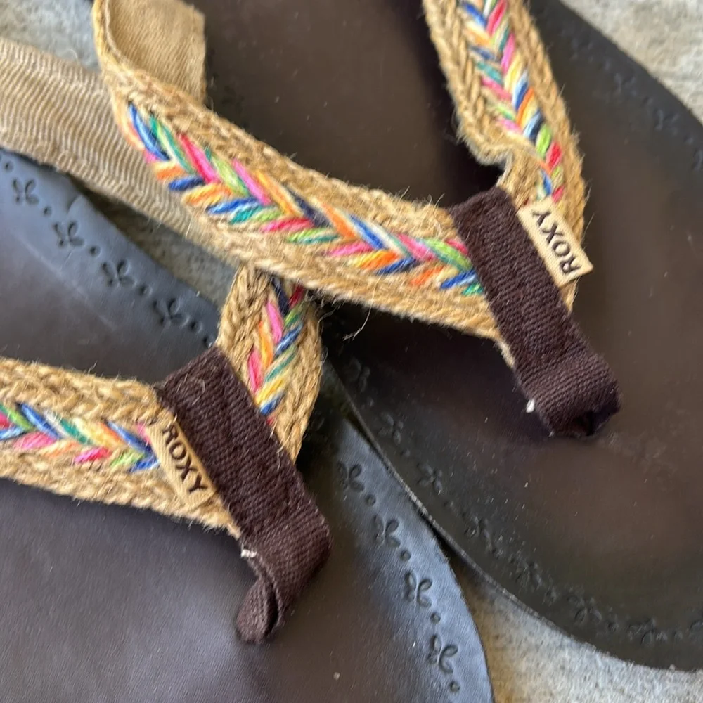 Roxy Sandals with Colorful Woven Aztec Straps